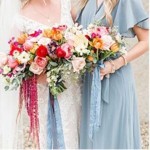 Blue Grey Bridesmaid Maxi Dress